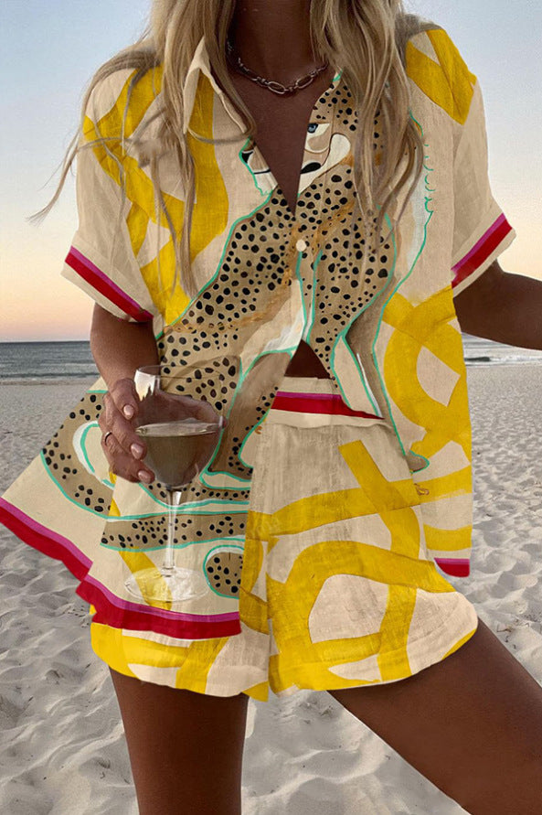 Casima - Short Bedding Set with Leopard Print